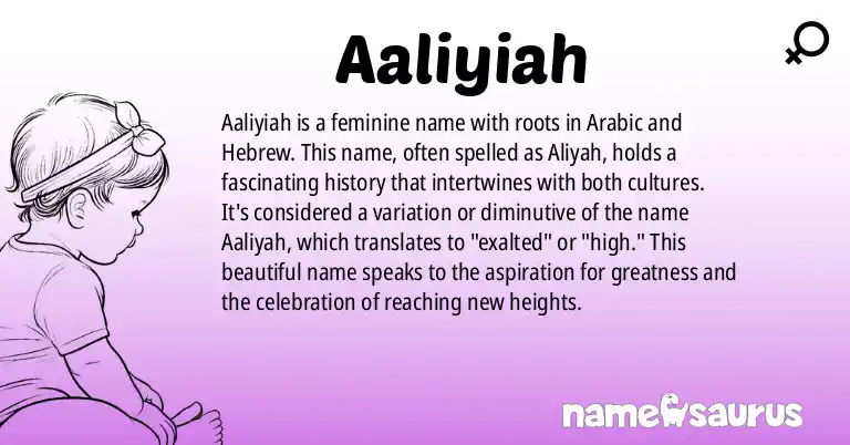 Infographic about Aaliyiah name meaning, Aaliyiah is a name from N/A origin(s).
