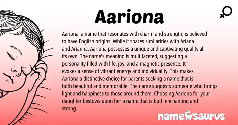 Infographic about Aariona name meaning, Aariona is a name from Other origin(s).