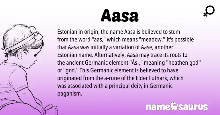 Infographic about Aasa name meaning, Aasa is a name from Germanic, Estonian origin(s).