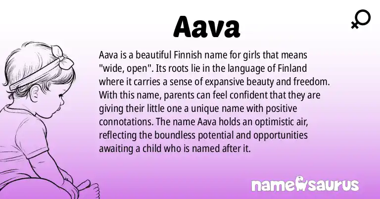Infographic about Aava name meaning, Aava is a name from Finnish origin(s).