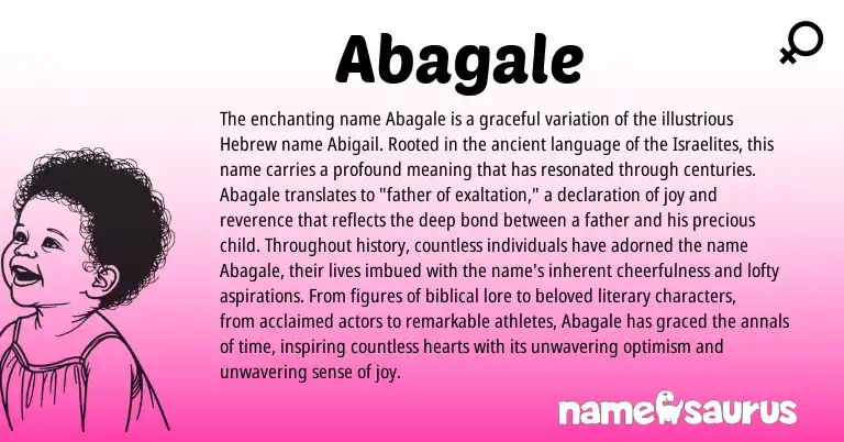 Infographic about Abagale name meaning, Abagale is a name from Hebrew origin(s).