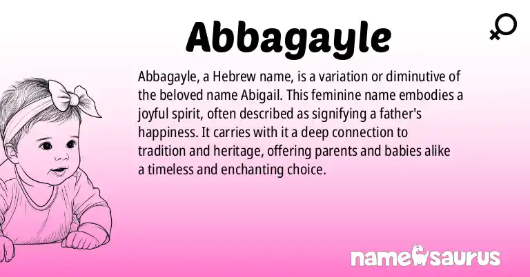 Infographic about Abbagayle name meaning, Abbagayle is a name from Hebrew origin(s).