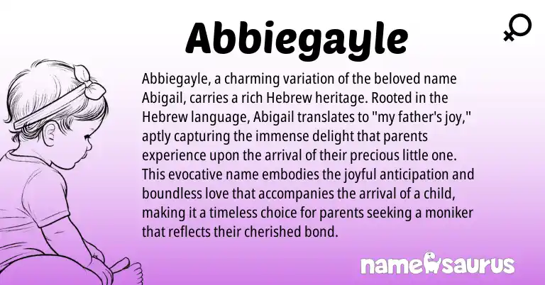 Infographic about Abbiegayle name meaning, Abbiegayle is a name from Hebrew origin(s).