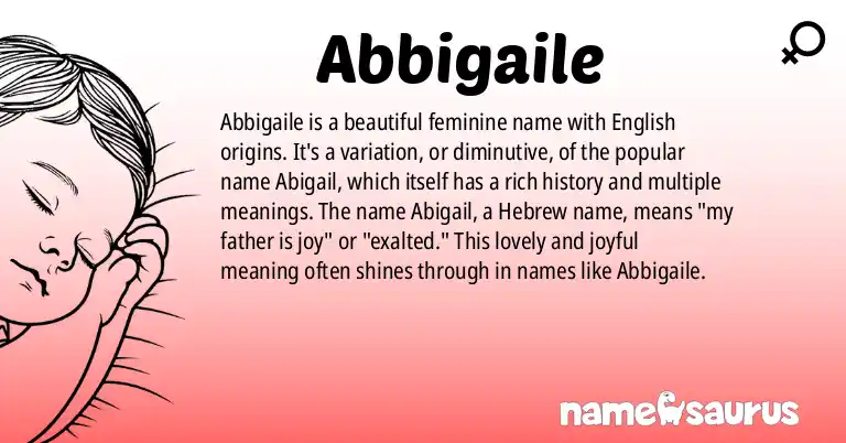 Infographic about Abbigaile name meaning, Abbigaile is a name from English origin(s).