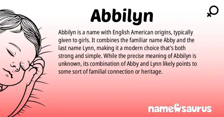 Infographic about Abbilyn name meaning, Abbilyn is a name from English (American) origin(s).