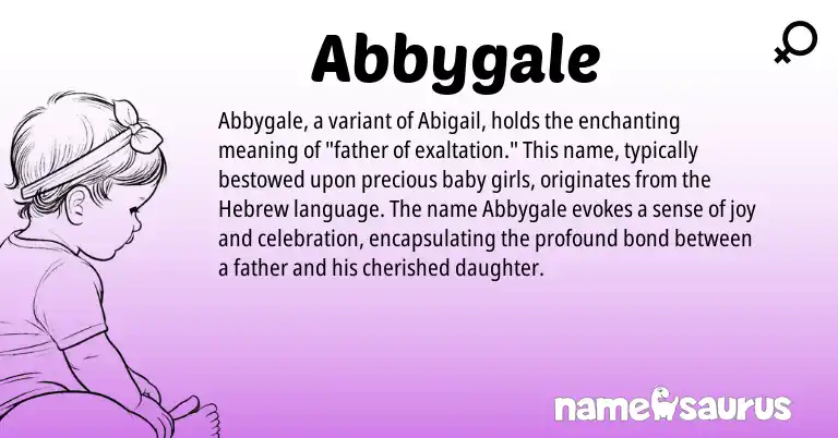Infographic about Abbygale name meaning, Abbygale is a name from Hebrew origin(s).