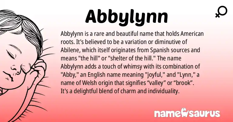 Infographic about Abbylynn name meaning, Abbylynn is a name from American origin(s).