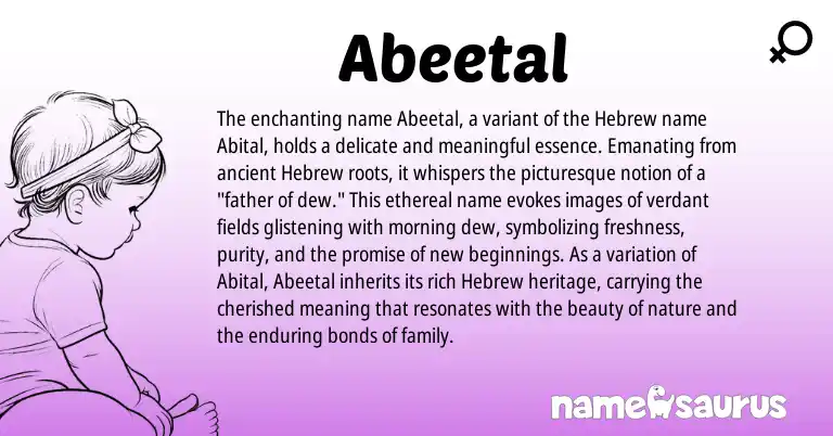 Infographic about Abeetal name meaning, Abeetal is a name from Hebrew origin(s).