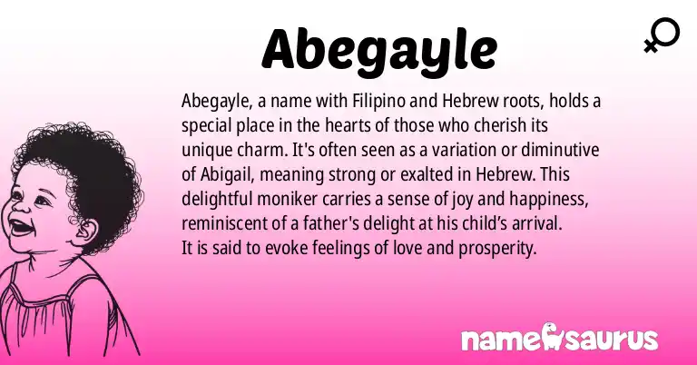 Infographic about Abegayle name meaning, Abegayle is a name from Filipino, Hebrew origin(s).