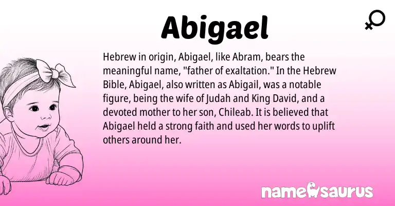 Infographic about Abigael name meaning, Abigael is a name from Hebrew origin(s).
