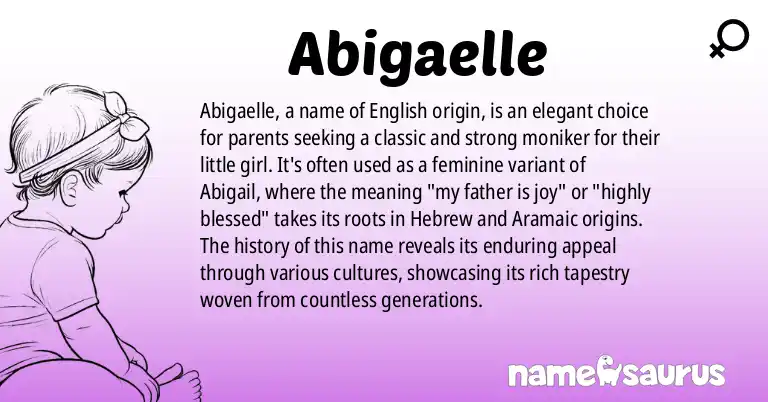 Infographic about Abigaelle name meaning, Abigaelle is a name from English origin(s).
