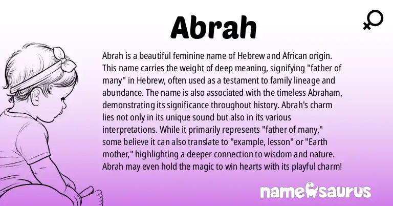Infographic about Abrah name meaning, Abrah is a name from Hebrew, African origin(s).