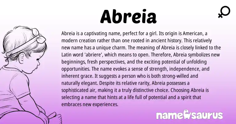 Infographic about Abreia name meaning, Abreia is a name from Latin origin(s).