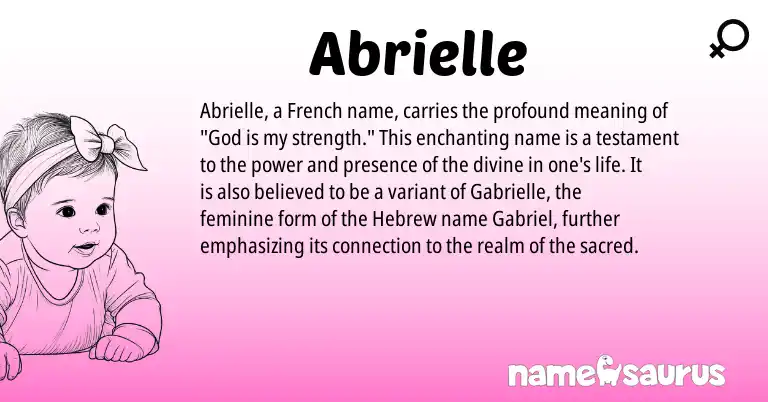 Infographic about Abrielle name meaning, Abrielle is a name from French, Hebrew origin(s).