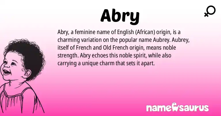 Infographic about Abry name meaning, Abry is a name from English (African) origin(s).