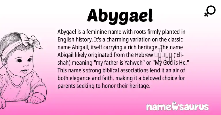 Infographic about Abygael name meaning, Abygael is a name from English origin(s).