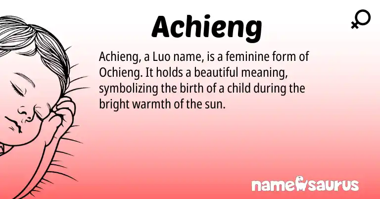 Infographic about Achieng name meaning, Achieng is a name from Luo origin(s).
