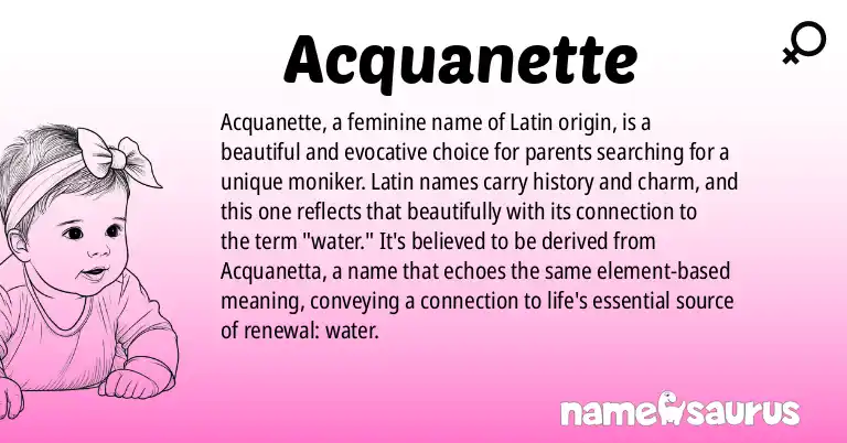 Infographic about Acquanette name meaning, Acquanette is a name from Latin origin(s).