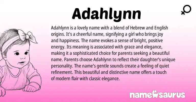 Infographic about Adahlynn name meaning, Adahlynn is a name from Hebrew, English origin(s).