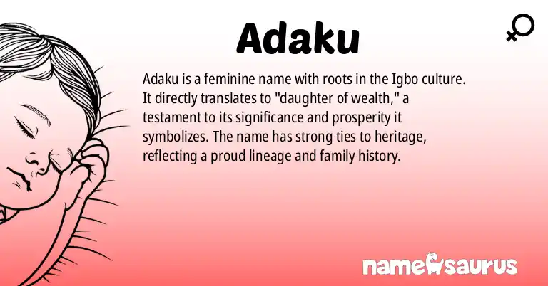 Infographic about Adaku name meaning, Adaku is a name from Igbo origin(s).