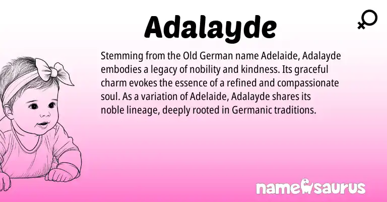 Infographic about Adalayde name meaning, Adalayde is a name from Old German, Germanic origin(s).