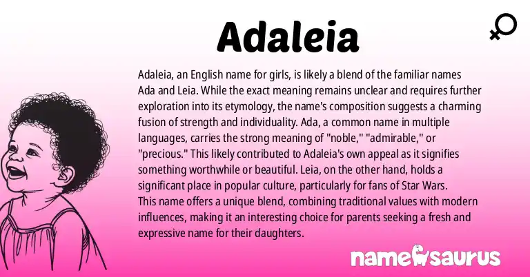 Infographic about Adaleia name meaning, Adaleia is a name from English origin(s).