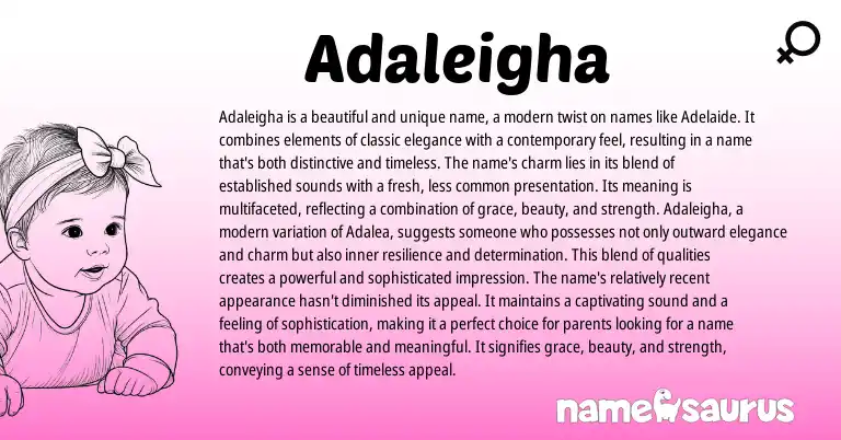 Infographic about Adaleigha name meaning, Adaleigha is a name from Other origin(s).