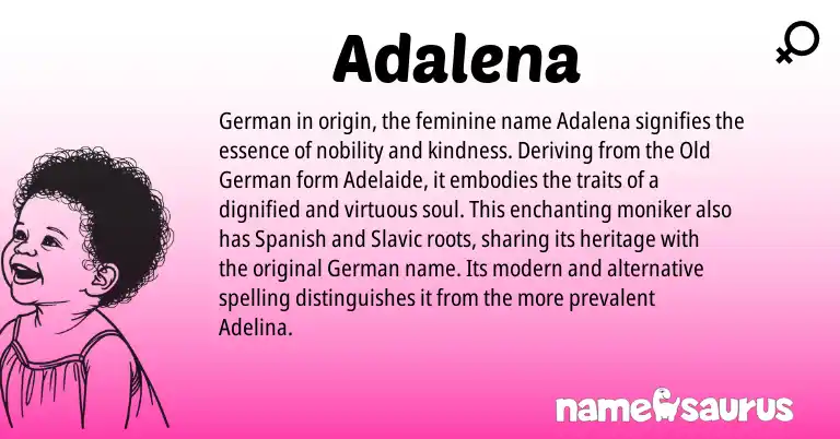 Infographic about Adalena name meaning, Adalena is a name from Old German, German, Spanish, Slavic origin(s).