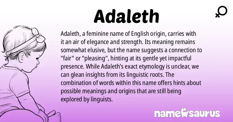 Infographic about Adaleth name meaning, Adaleth is a name from English origin(s).