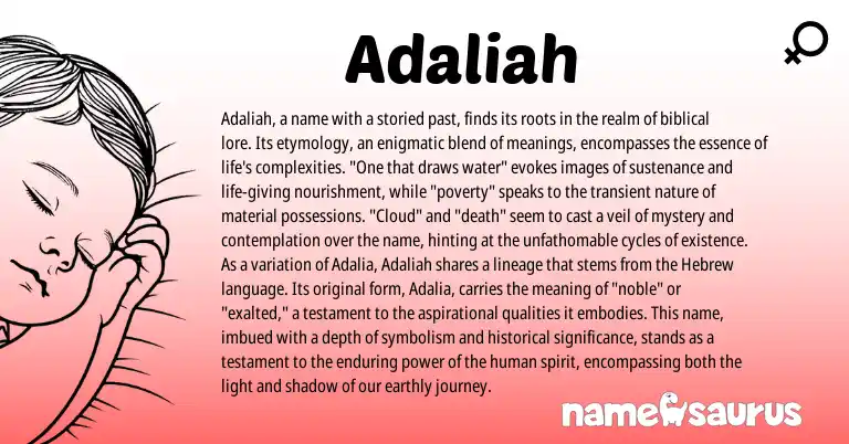 Infographic about Adaliah name meaning, Adaliah is a name from Hebrew origin(s).