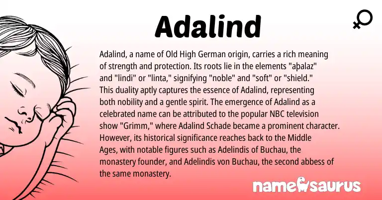 Infographic about Adalind name meaning, Adalind is a name from Old High German origin(s).