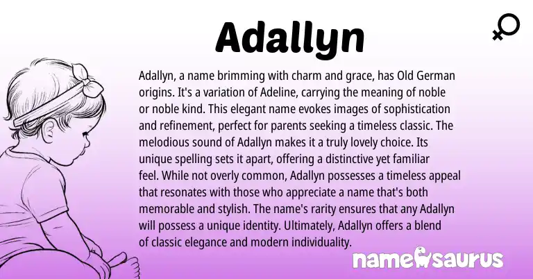 Infographic about Adallyn name meaning, Adallyn is a name from Germanic, American origin(s).