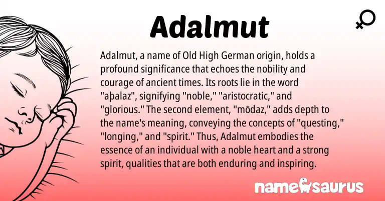 Infographic about Adalmut name meaning, Adalmut is a name from Old High German origin(s).