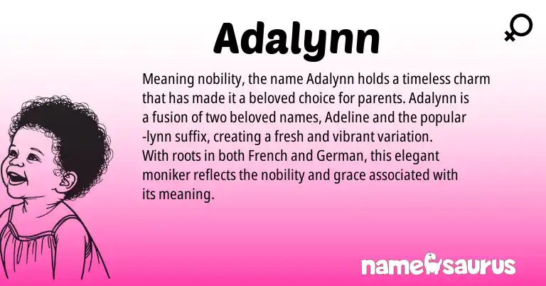 Infographic about Adalynn name meaning, Adalynn is a name from German, French origin(s).