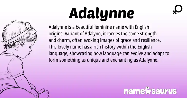 Infographic about Adalynne name meaning, Adalynne is a name from English origin(s).