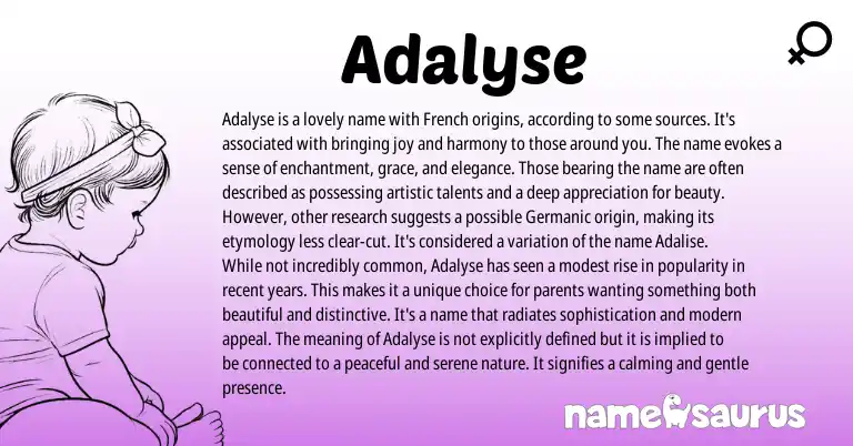 Infographic about Adalyse name meaning, Adalyse is a name from French origin(s).
