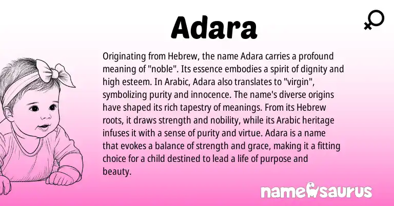 Infographic about Adara name meaning, Adara is a name from Arabic, Hebrew origin(s).