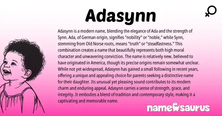 Infographic about Adasynn name meaning, Adasynn is a name from Germanic, Norse origin(s).