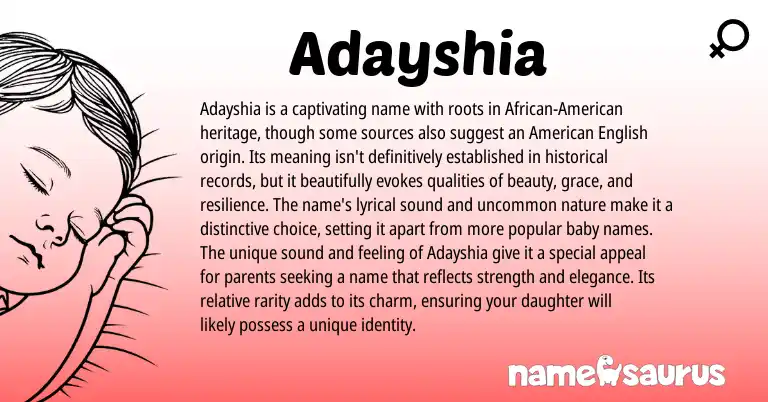 Infographic about Adayshia name meaning, Adayshia is a name from Other origin(s).