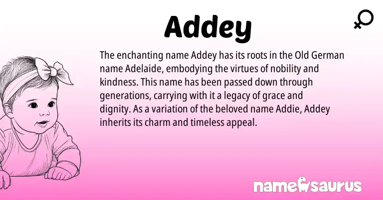 Infographic about Addey name meaning, Addey is a name from Old German origin(s).