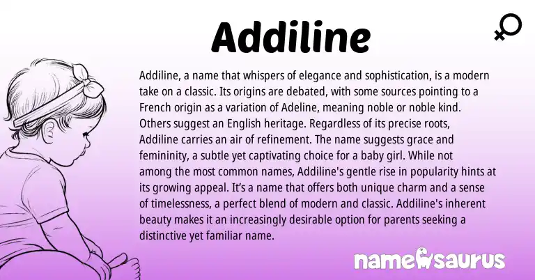 Infographic about Addiline name meaning, Addiline is a name from French, English origin(s).
