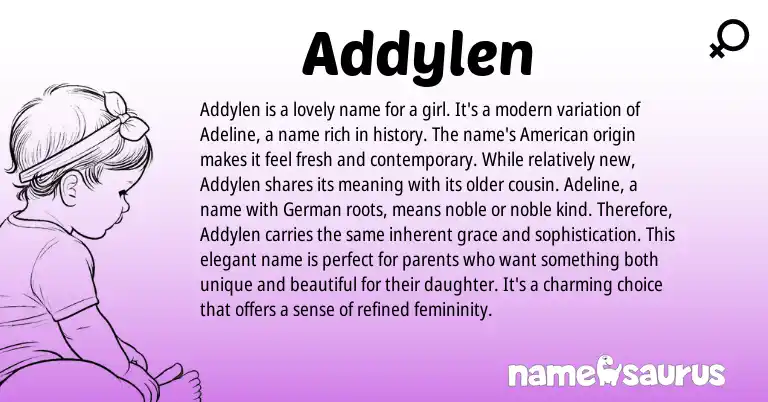 Infographic about Addylen name meaning, Addylen is a name from Germanic origin(s).