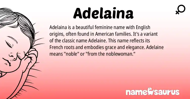 Infographic about Adelaina name meaning, Adelaina is a name from English (American) origin(s).