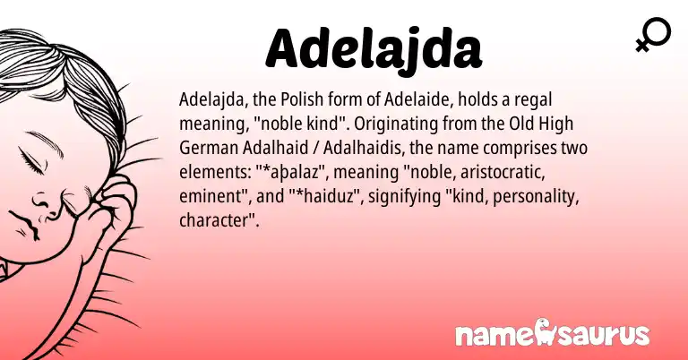 Infographic about Adelajda name meaning, Adelajda is a name from Old High German, Polish origin(s).