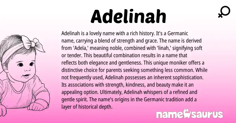 Infographic about Adelinah name meaning, Adelinah is a name from Germanic origin(s).