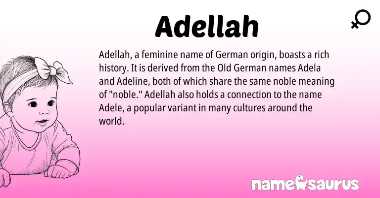 Infographic about Adellah name meaning, Adellah is a name from Old German, German origin(s).