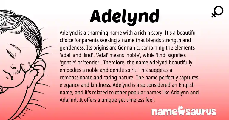Infographic about Adelynd name meaning, Adelynd is a name from Germanic origin(s).