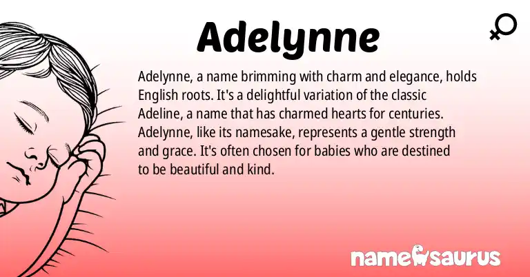 Infographic about Adelynne name meaning, Adelynne is a name from English origin(s).