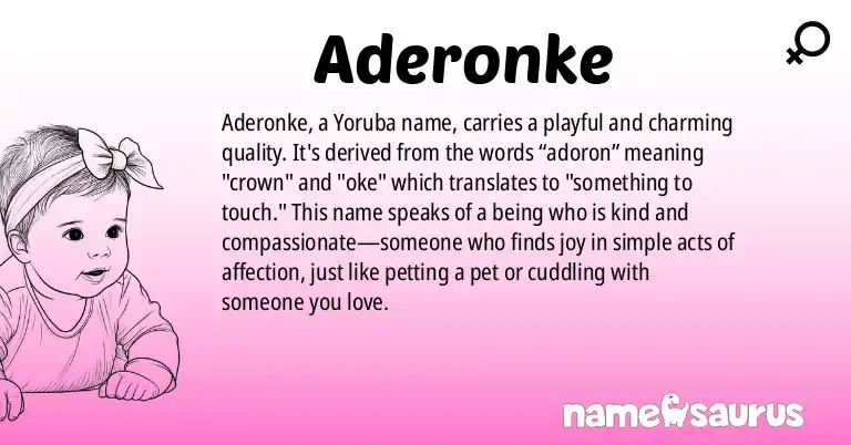 Infographic about Aderonke name meaning, Aderonke is a name from Yoruba origin(s).