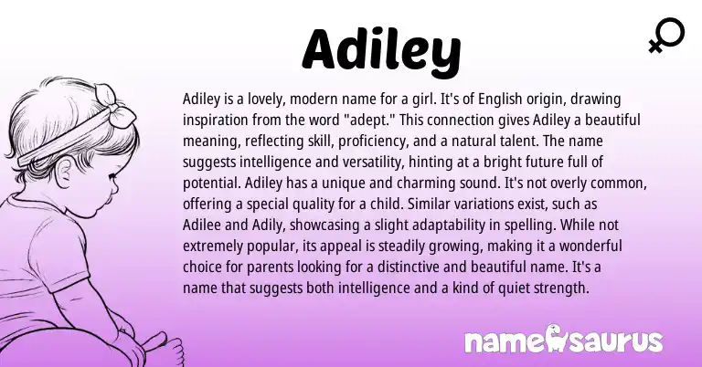 Infographic about Adiley name meaning, Adiley is a name from English origin(s).
